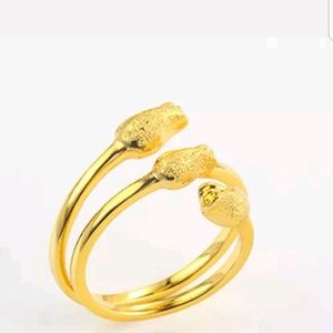 Lily Flower Carved Solid 24k Yellow Gold Filled